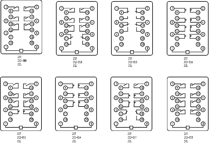 JZY-208，JZJ-208中間繼電器接線圖圖