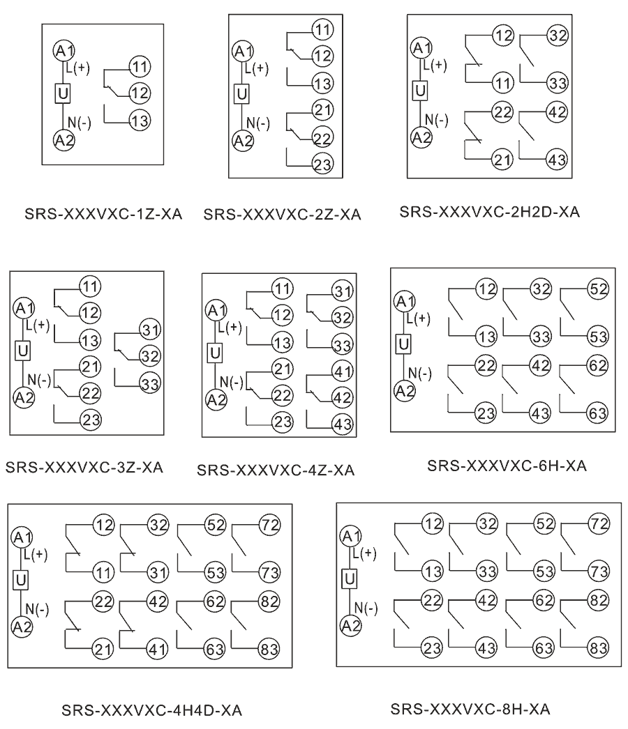 SRS-220VAC-1Z-8A內(nèi)部接線圖