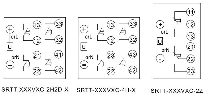 SRTT-110VAC-4H-B內(nèi)部接線圖