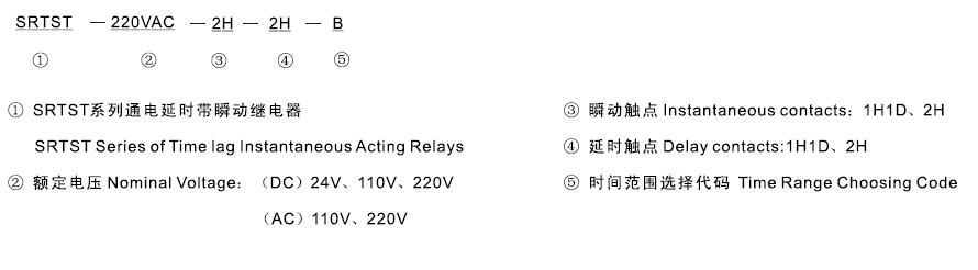 SRTST-220VDC-1H1D-1H1D-B型號及其含義