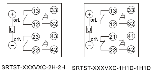 SRTST-24VDC-2H-2H-C內(nèi)部接線圖