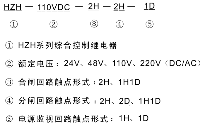 HZH-48VAC-2H-2H-1H型號(hào)及其含義